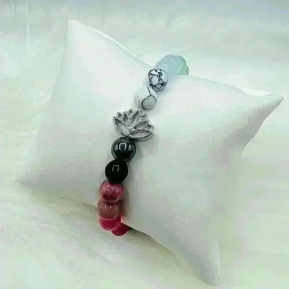 Colorful Natural Stone Beaded Bracelet - Picture 1 of 5